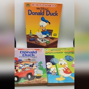 Vintage Lot of 3 Donald Duck Coloring Books Unused Disney Golden Books